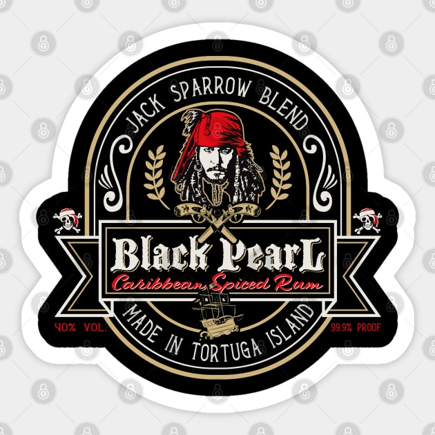 Black Pearl Rum Sticker by Alema Art